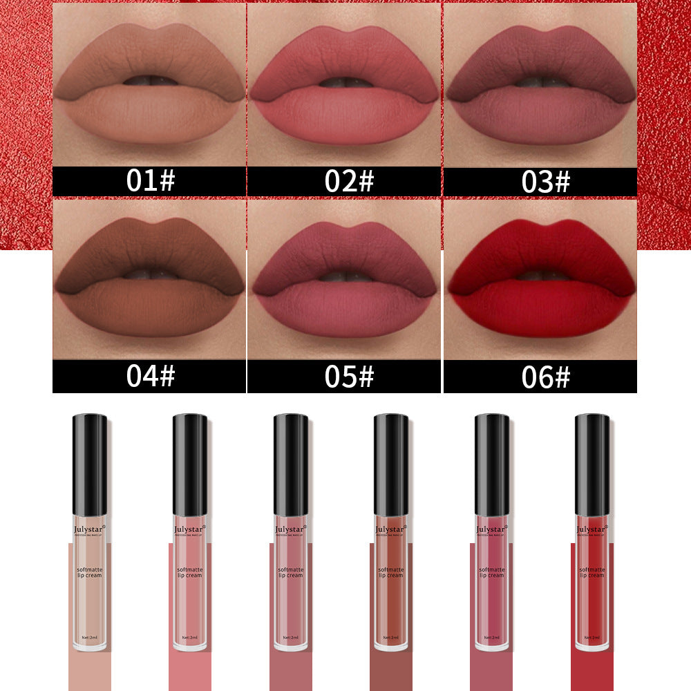 6-Piece Velvet Matte Lip Gloss Set – Bold Shades in a Luxe Gift Box