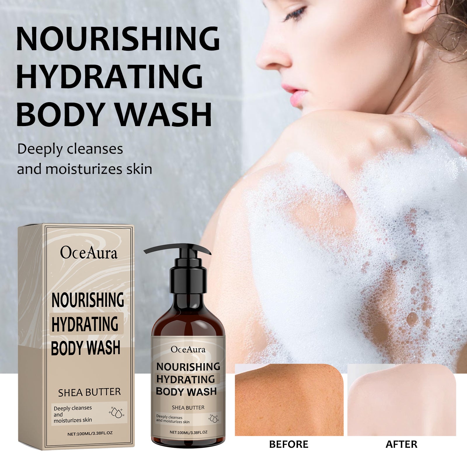 SheaGlow™ Nourishing Body Wash – Deep Clean & Silky Skin